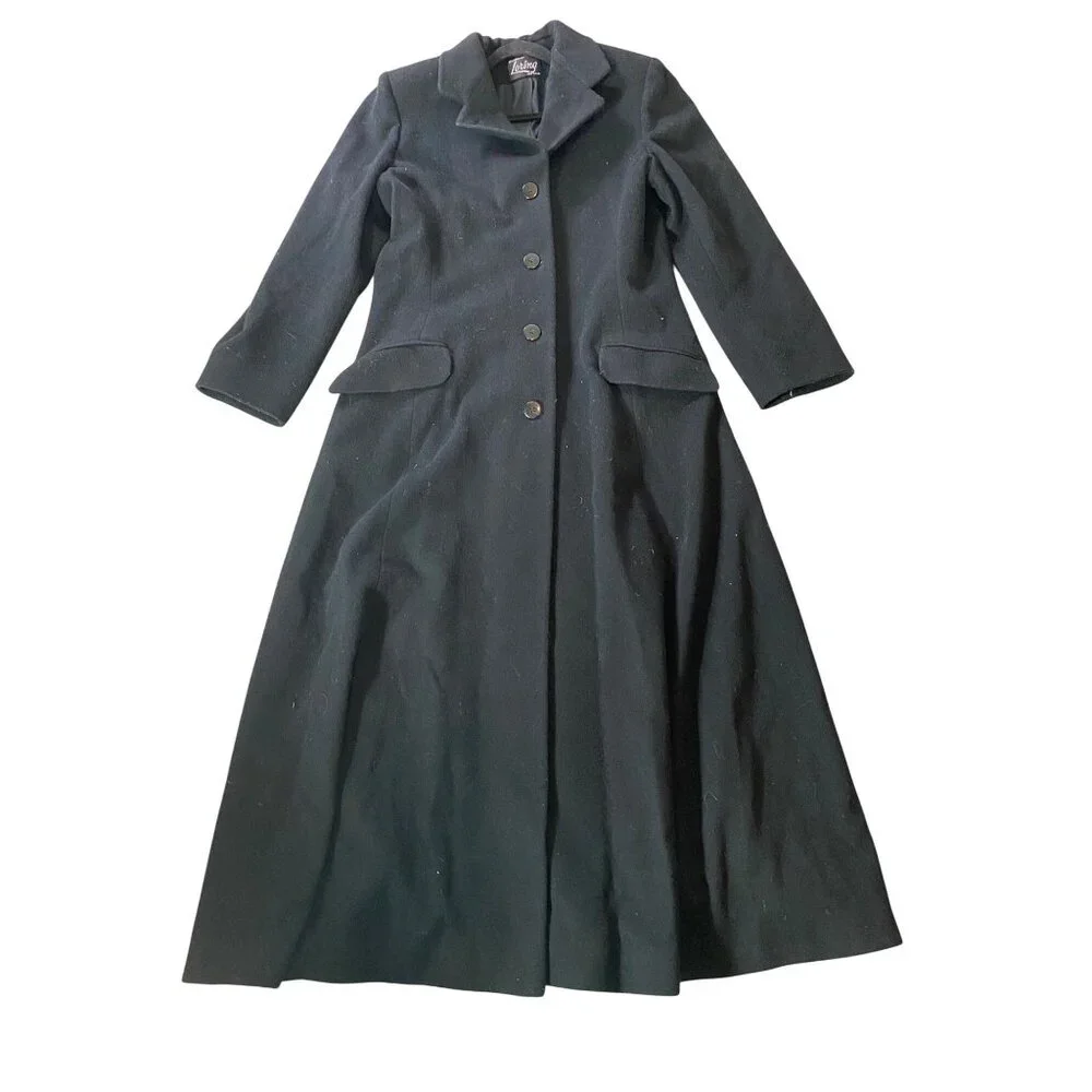 Loring Black Wool Long Full Length Princess Frock Coat 100% Pure Wool USA - Picture 1 of 12